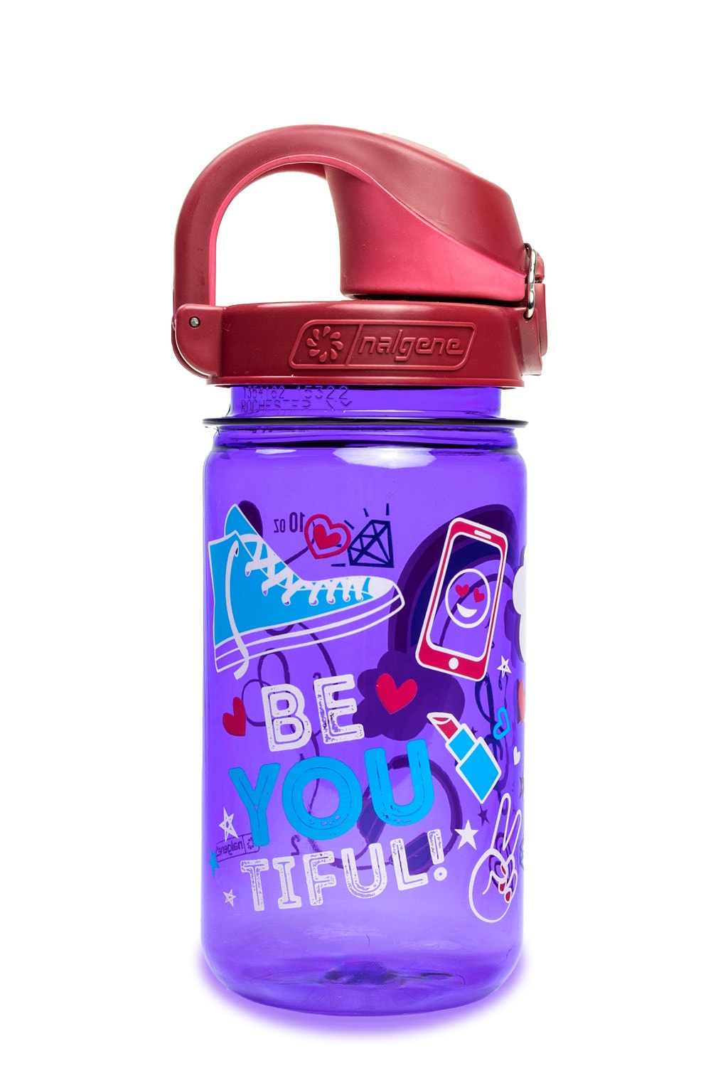 Nalgene product view: 12oz On-The-Fly Kids Lock-Top Bottle with Graphics F8 — 12oz On-The-Fly Kids Lock-Top Bottle with Graphics